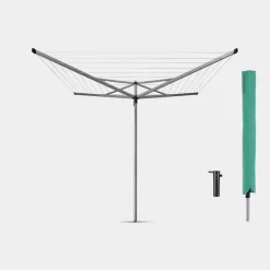 Brabantia Essential Droogmolen 40 Meter Met Bodemhuls En Beschermhoes - Metallic Grey